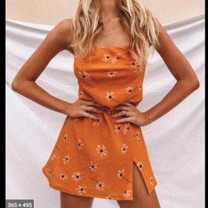 Princess Polly Plaz Floral Mini Dress Orange